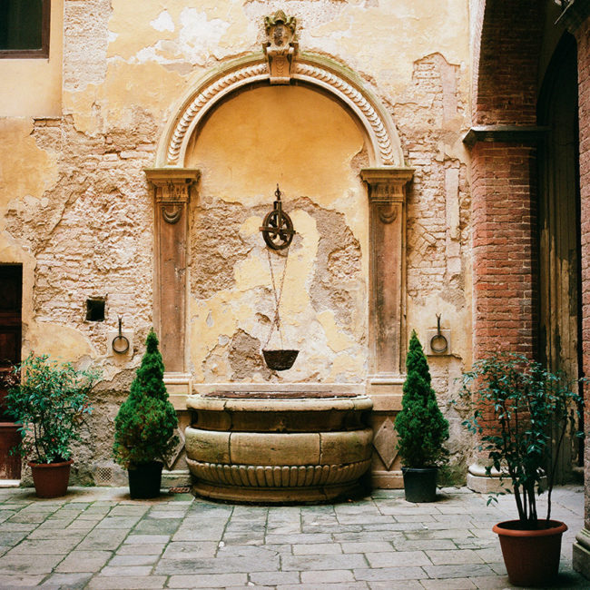 The interior of a courtyard in Siena