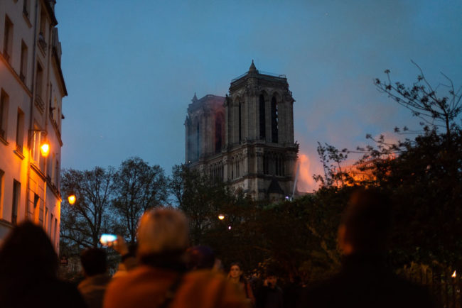 Our Lady of Paris always burns at nightfall. Notre-Dame de Paris brûle toujours à la tombée de la nuit.